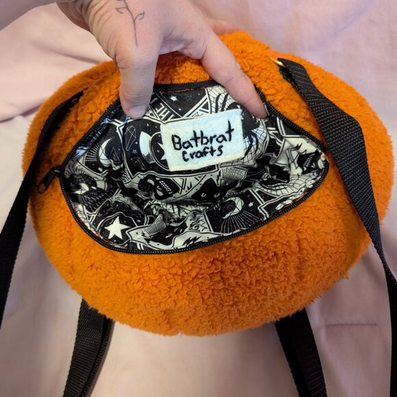 Handmade Plush Jack-O-Lantern backpack main image 7